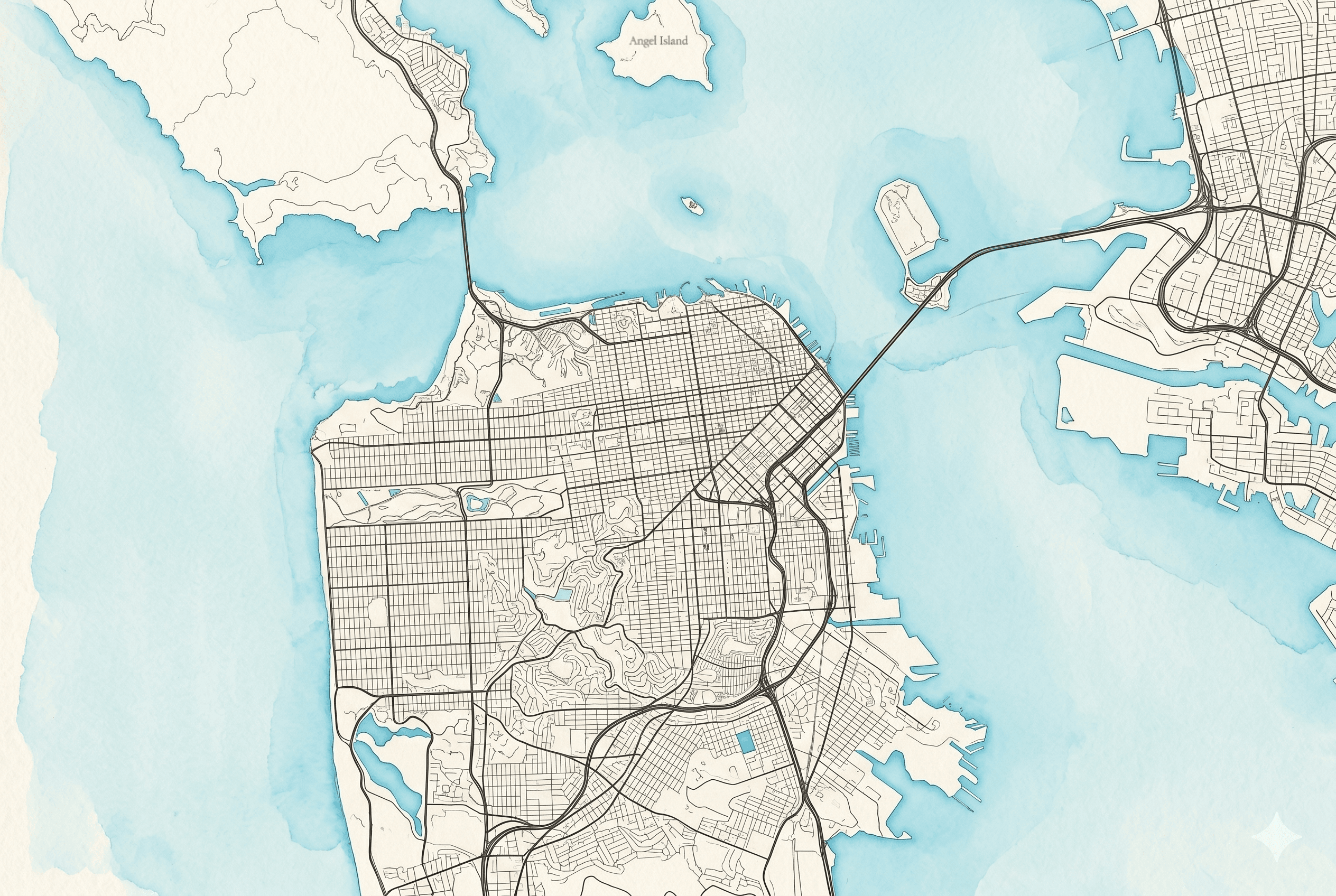 San Francisco watercolor map